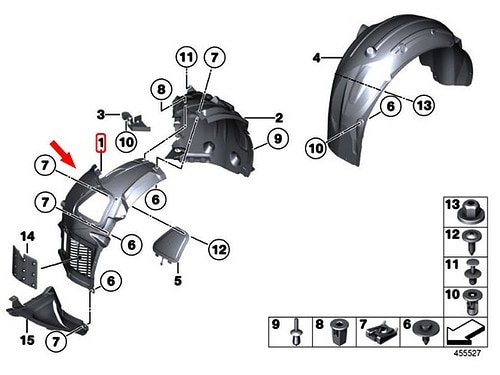 Genuine Bmw Front Wing Liner Left Designer Beema