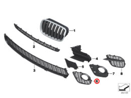 Genuine Bmw (51118047344) Bumper Fog Spot Light Grille Open Grid - Right Genuine BMW (51118047344) Bumper Fog Spot Light Grille Open Grid - Right
