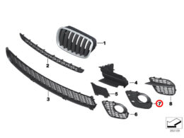 Genuine BMW (51118048022) Bumper Fog Spot Light Grille Closed Grid - Right