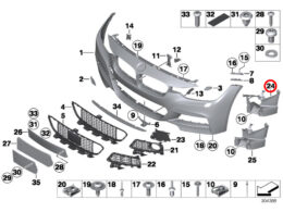Genuine BMW (51118054164) Front Bumper Guide - Right
