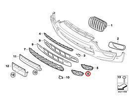 Genuine Bmw (51118038287) Front Bumper Closed Grid - Left 51118038287 5
