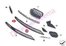 (51117222854) Lower Front Grille Alu Matt - Center