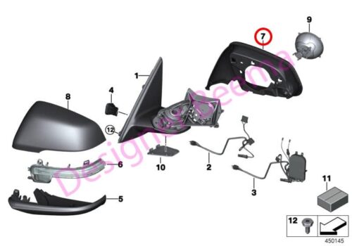 Genuine BMW (51167391897) M Mirror Support Ring - Left