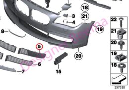Genuine BMW (51117903675) Lower Bumper Grille Partially Closed- Left