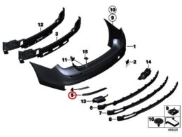 (51128099325) Bumper Grille Moulding Black- Left