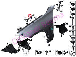 Alternative view of Bracket Side Panel Centre - Left