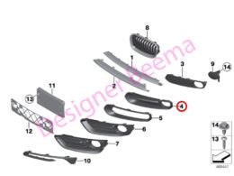 Genuine BMW (51117341613) Fog Light Grille - Partially Open - Left