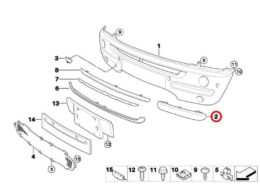 Genuine MINI (51117112151) Front Bumper Black Strip - Left