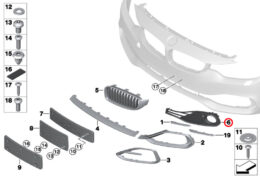 Genuine BMW (51117294831) Front Left Fog Light Grille, Sport Line