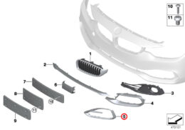 Front Left Lower Bumper Trim, Silver