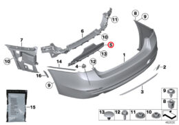 Genuine BMW (51127256921) Reinforcement For Rear Bumper, Bottom