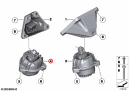 Genuine BMW (22117935142) Engine Mount, Right, Priced Each