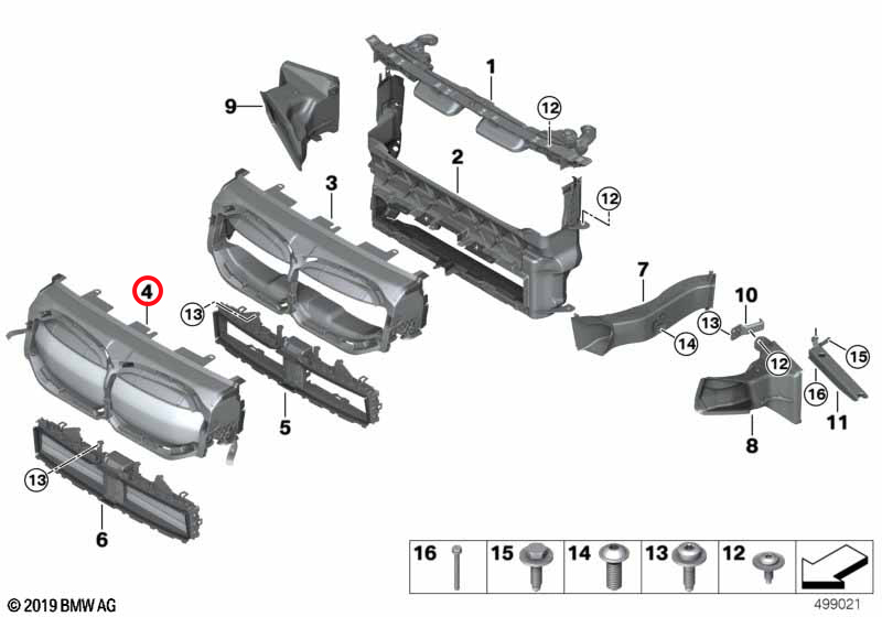 Genuine Bmw (51745A23Eb3) Air Duct With Active Air Flap Control - Top Air Duct with Active Air Flap Control - Top