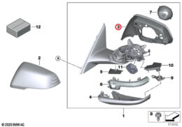 Genuine BMW (51169879143) Exterior Mirror Support Frame,Bright Black , Left