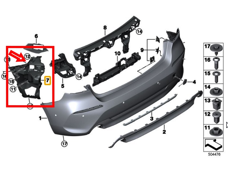 Genuine BMW (51127461399) Rear Left Bumper Guide | Designer Beema