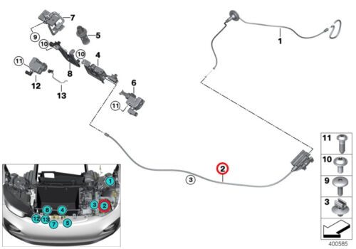 Genuine BMW (51237354257) Bonnet Bowden Cable, Front