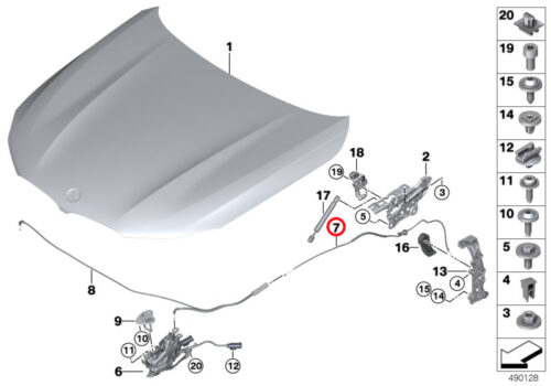 Genuine BMW (51237347413) Bonnet Bowden Cable, Rear