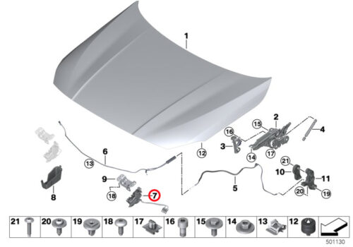 Genuine BMW (51237468349) Bonnet Lock FGS, Left