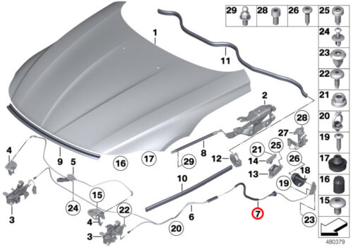 Genuine BMW (51237191517) Bonnet Mechanism Cable