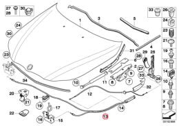 Genuine BMW (51237184454.) Bonnet Release Cable