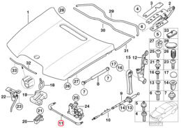 Genuine BMW (51238240609) Bonnet Release Cable, Centre