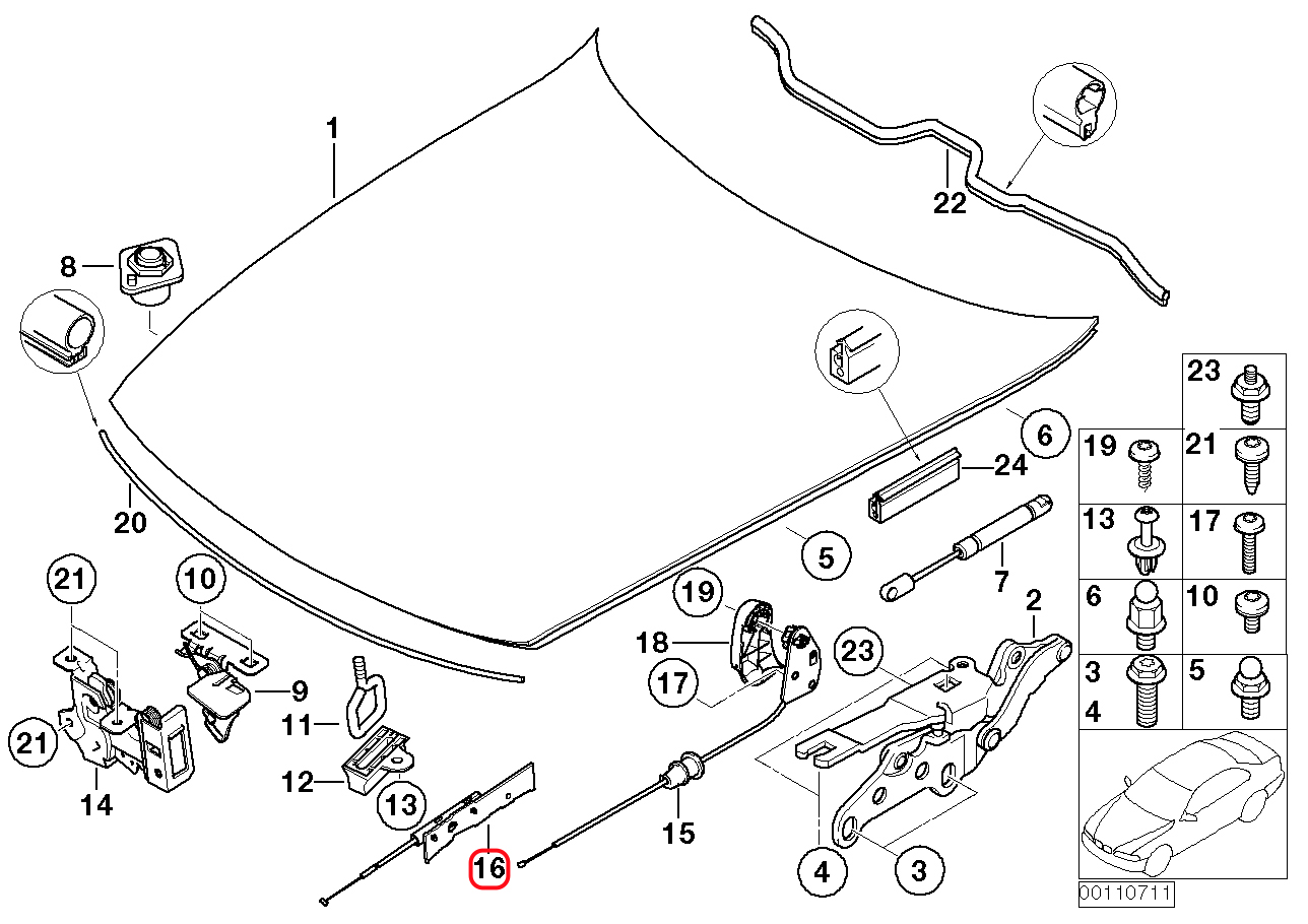 Genuine BMW 51237041999 Bonnet Release Cable Front Designer Beema Genuine BMW 51237041999 Bonnet Release Cable Front Designer Beema