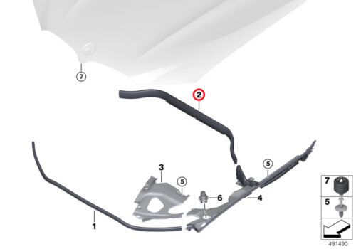 Genuine BMW (51767397486) Bonnet Seal, Rear