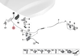 Genuine BMW (51237300571) Bowden Cable, Bonnet, Front