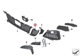Genuine BMW (51118075602) Bumper Grille, Centre Right