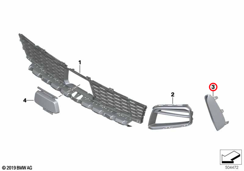 Genuine Bmw (51118075625) Front Bumper Grille Trım - Left Front Bumper Grille Trım - Left - Image 2