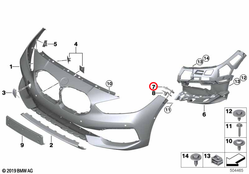Genuine Bmw (51117459728) Front Bumper Guide -Right Upper Front Bumper Guide -Right Upper