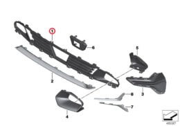 Alternative view of Front Bumper Inlet Grille FRR, Centre
