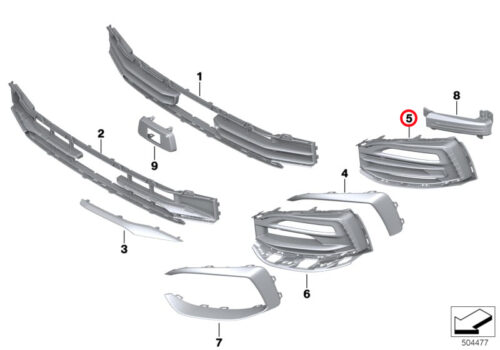 Genuine BMW (51117459715) Front Bumper Side Grid, Left