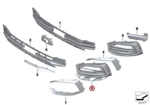 Genuine BMW (51117459717) Front Bumper Side Grid, Left