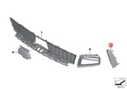 Alternative view of Front Bumper Trim on Grille, Right