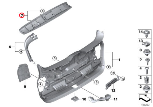 Genuine BMW (51497402868) Interior Upper Boot Lid Trim Panel, Grey