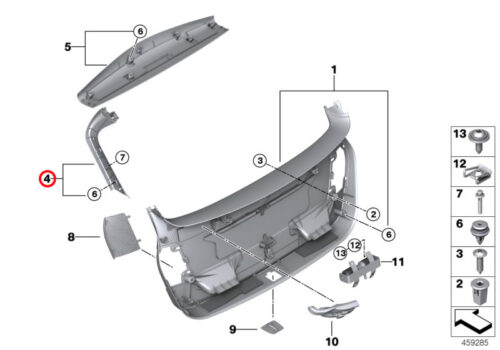 Genuine BMW (51497381041) Left Boot Lid Panel Trim, Everest Grey