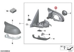 Genuine Bmw (51168071003) Mirror Supporting Frame, Left Genuine BMW (51168071003) Mirror Supporting Frame, Left