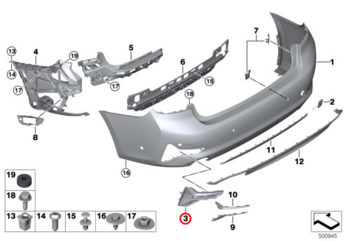 Genuine BMW (51127463617) Rear Bumper Trım Panel, Left