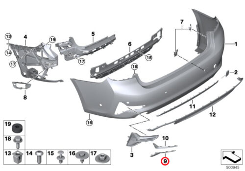 Genuine BMW (51127488351) Rear Bumper Trım Panel, Lower Left