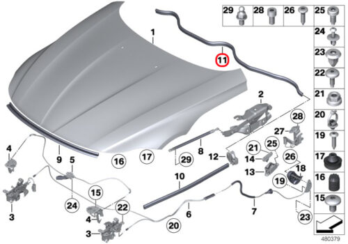 Genuine BMW (51767191527) Rear Engine Bonnet Sealing