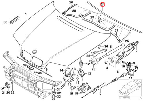 Genuine BMW (51718215919) Rear Engine Hood Sealing