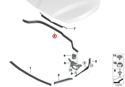 Genuine BMW (51767300516) Rear Engine Hood Sealing