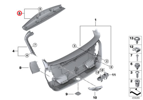 Genuine BMW (51497381042) Right Panel Tail Lid, Everest Grey