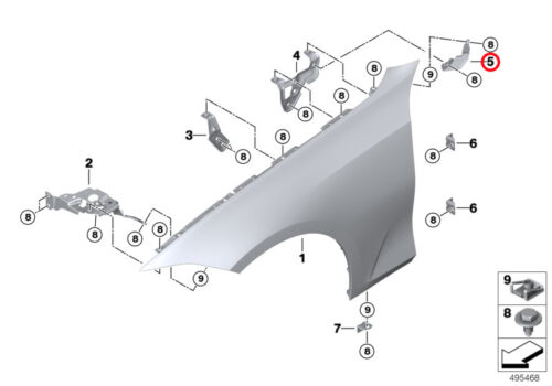 Genuine BMW (41007488119) Side Panel Bracket - Front Left - 4