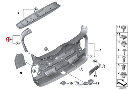 Genuine BMW (51498065341) Tailgate Trim Panel İn Black, Left