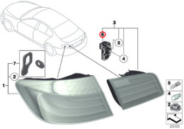 Genuine BMW (63217263535) Bulb Holder, Rear Light In Trunk Lid, Left