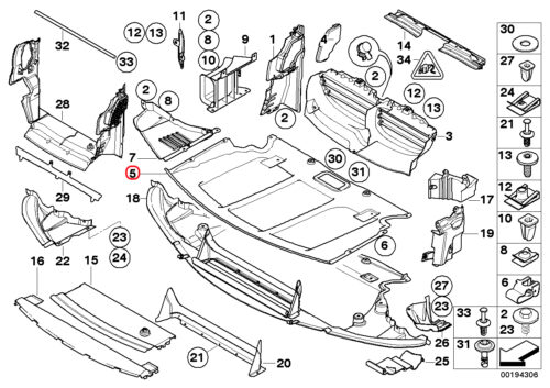 Genuine BMW Engine Compartment Shielding, Front 51757159659