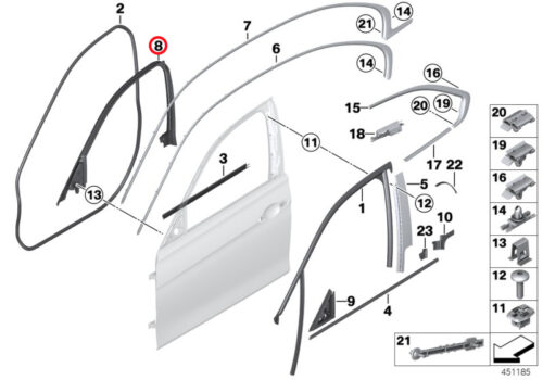 Genuine BMW Sealing, Window Frame, Interior Front Right 51337259382