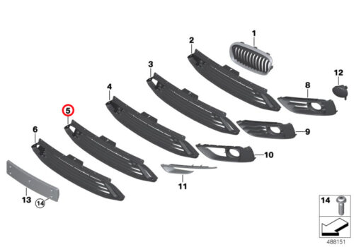 Genuine BMW Grille, Bumper, Middle, Open 51117364730